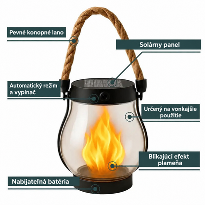 Solárny panel, vypínač a nabíjateľná batéria lampáša
