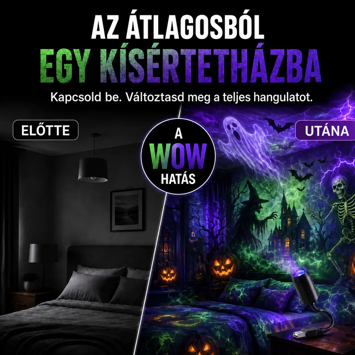 Halloweenska limitovaná edícia 5D holografického projektora – viac než 30 dynamických scén