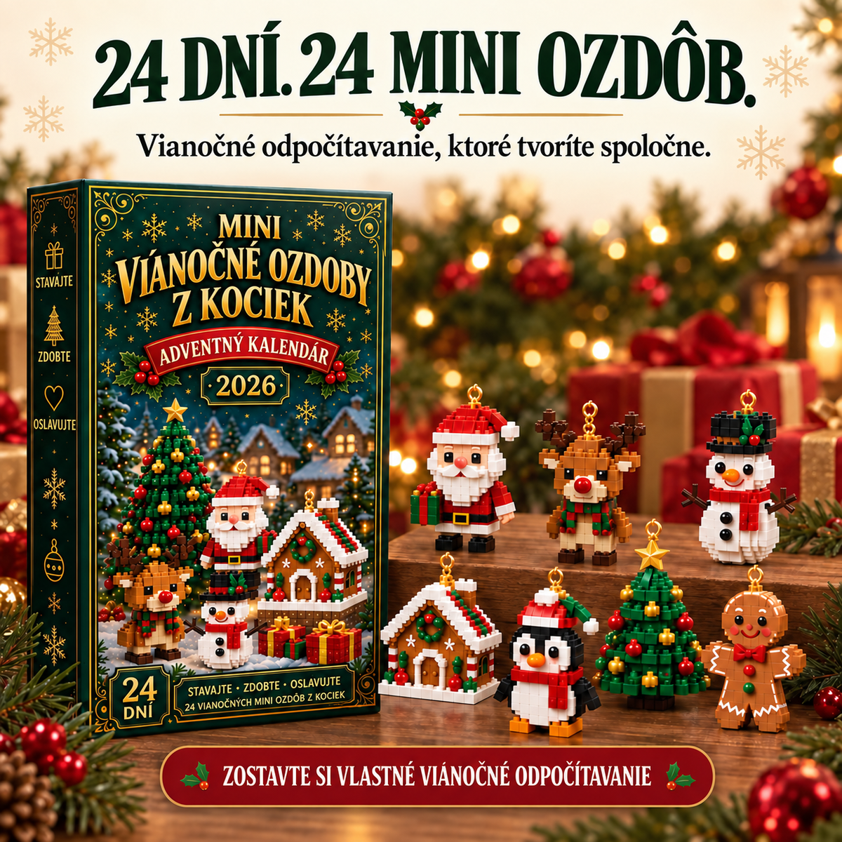 Adventný kalendár 24 mini ozdôb – 01