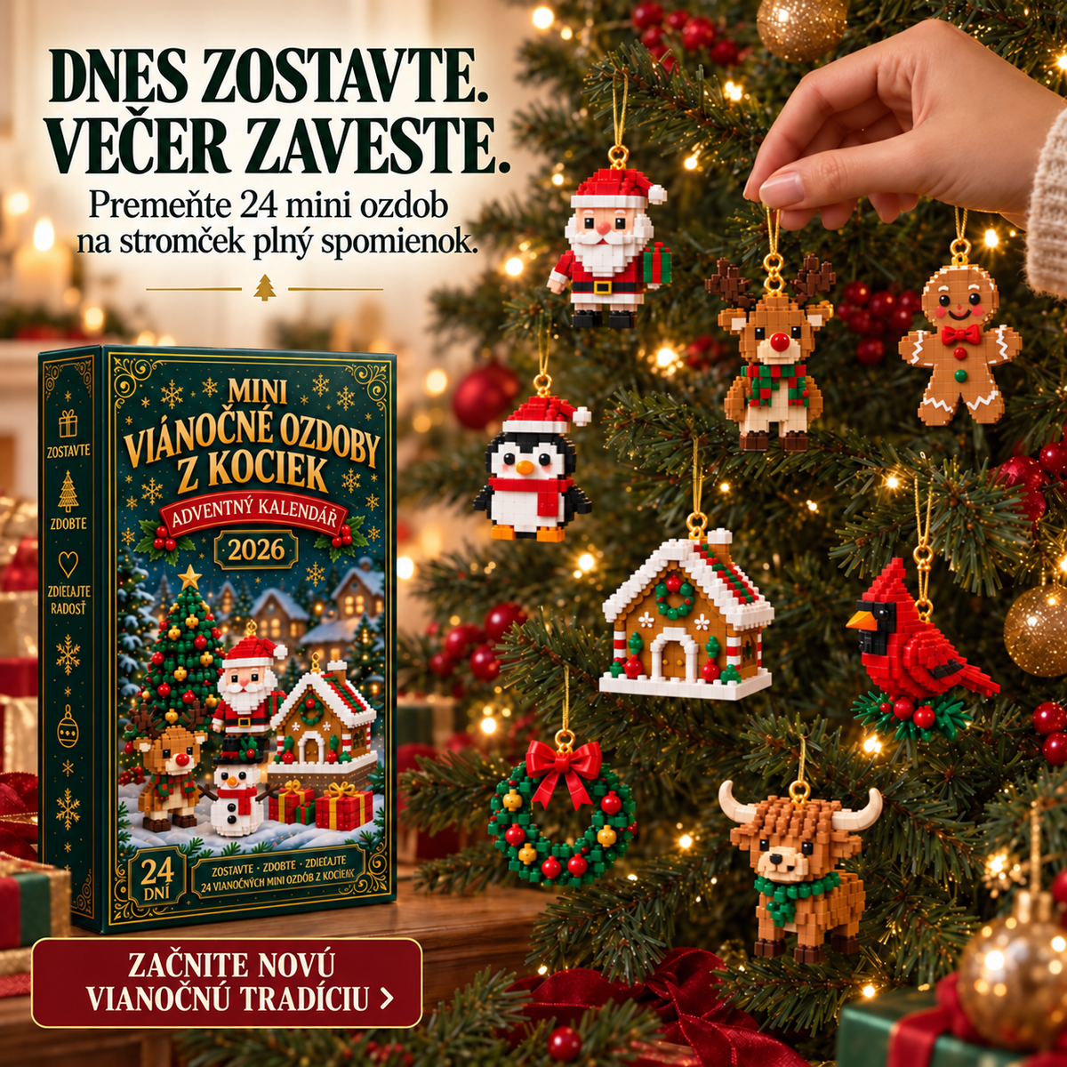 Adventný kalendár 24 mini ozdôb – 02