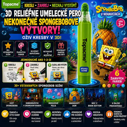 SpongeBob SquarePants 3D reliéfne umelecké pero🧽 – Oživte dobrodružstvá z Bikini Bottom pomocou hmatateľného 3D umenia✨