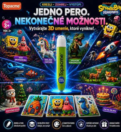 SpongeBob SquarePants 3D reliéfne umelecké pero🧽 – Oživte dobrodružstvá z Bikini Bottom pomocou hmatateľného 3D umenia✨
