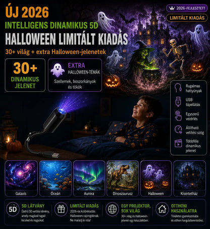 Halloweenska limitovaná edícia 5D holografického projektora – viac než 30 dynamických scén