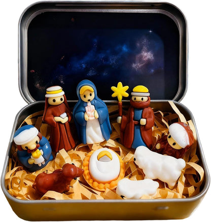 Mini betlehem v plechovej krabičke – kompletná vianočná sada
